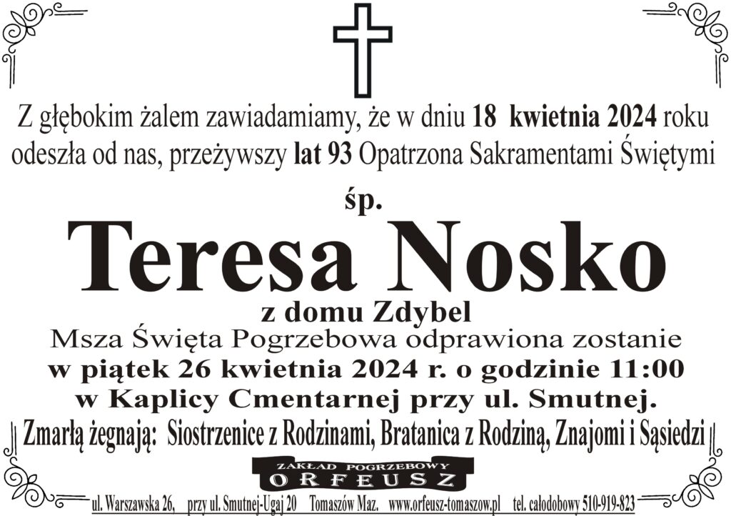Read more about the article śp. Teresa Nosko