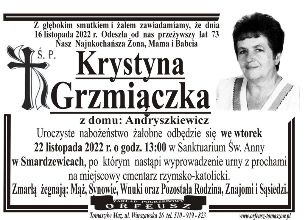 Read more about the article Ś.P. Krystyna Grzmiączka