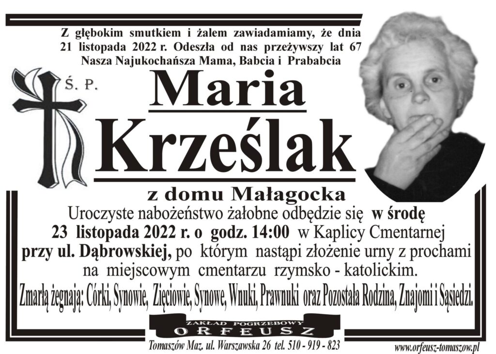 Read more about the article Ś.P. Maria Krześlak