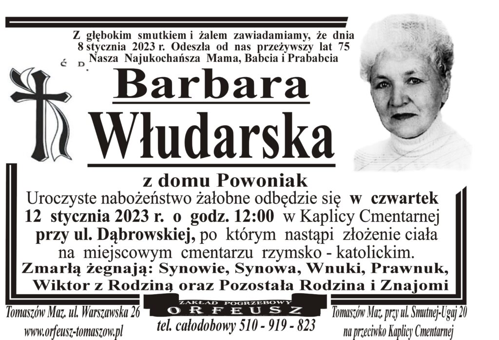 Read more about the article śp. Barbara Włudarska