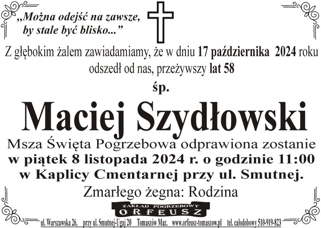 Read more about the article śp. Maciej Szydłowski