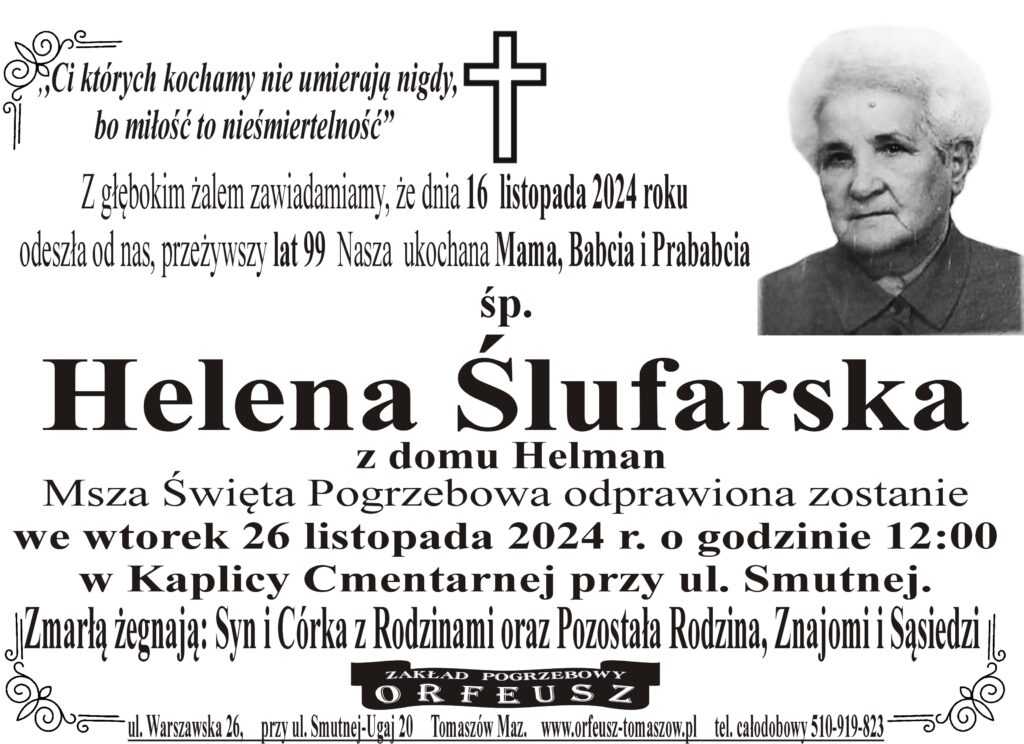 Read more about the article śp. Helena Ślufarska